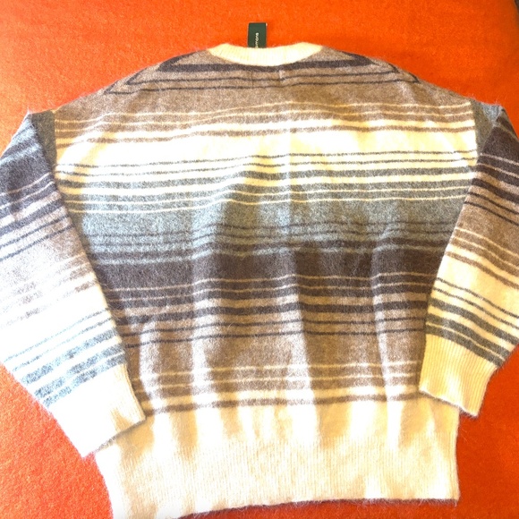 Off white, brown and gray stripe wool blend oversized sweater NWT - Picture 10 of 10